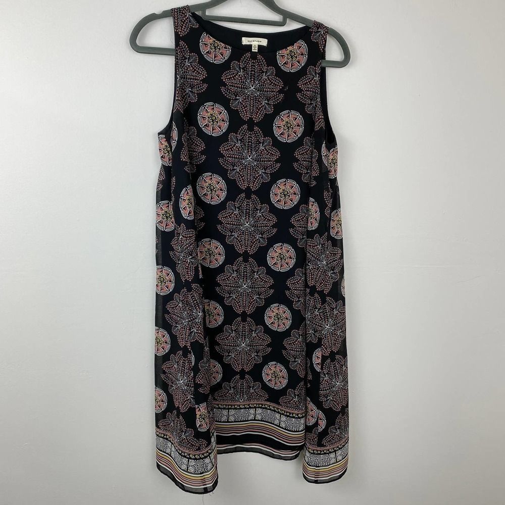 Max Studio, Multi colored sheer sleeveless slip dress.